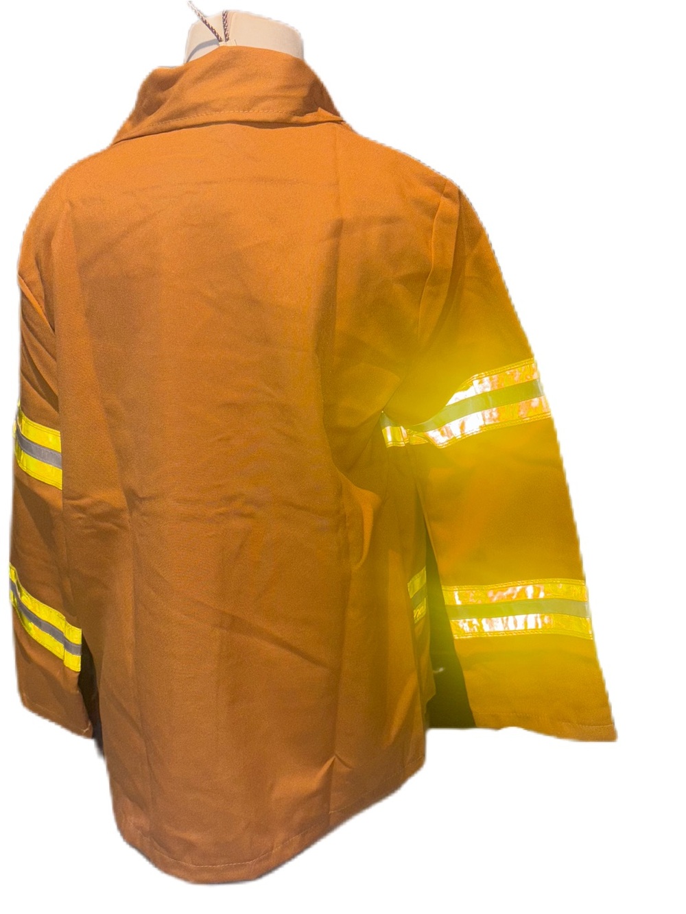 Mustard Yellow Kids Firefighter Costume with Yellow Reflective Stripes - Picture 3 of 15